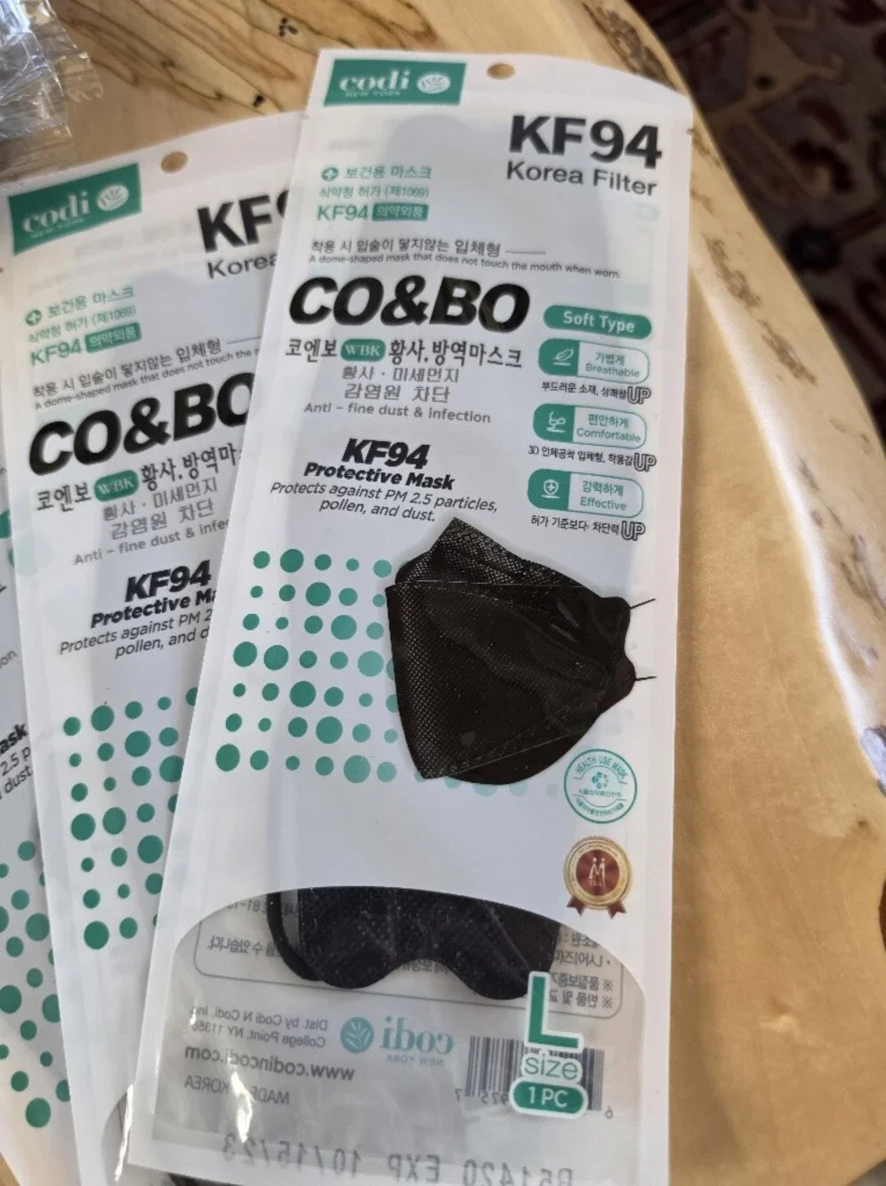 LOGAO Black KF94 3D Protection Cup Mask Individually Wrapped Set of 49 Masks New